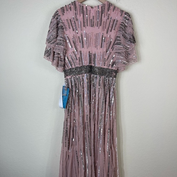 Mac Duggal Gown 93582 Embellished Sequin Belted Evening Dress Vintage Rose Sz 6 - Picture 8 of 12